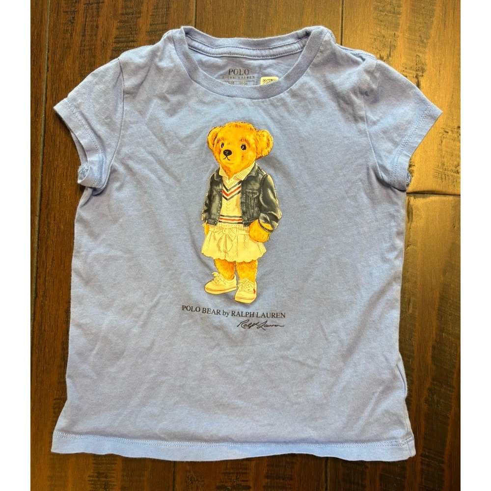 Polo Ralph Lauren Polo Bear Shirt Girls 3T Short Sleeve Top Blue